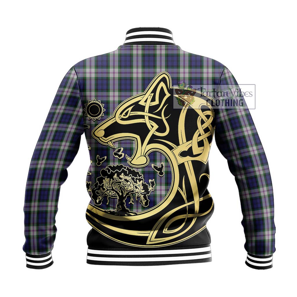 Tartan Vibes Clothing Baird Dress Tartan Baseball Jacket with Family Crest Celtic Wolf Style