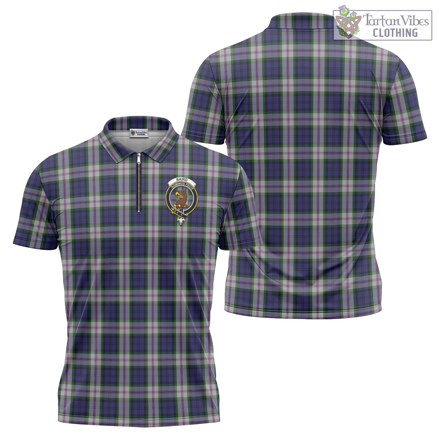 Tartan Vibes Clothing Baird Dress Tartan Zipper Polo Shirt with Family Crest