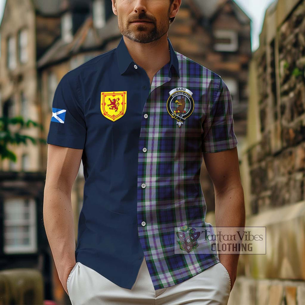 Tartan Vibes Clothing Baird Dress Tartan Short Sleeve Button Shirt with Scottish Lion Royal Arm Half Style