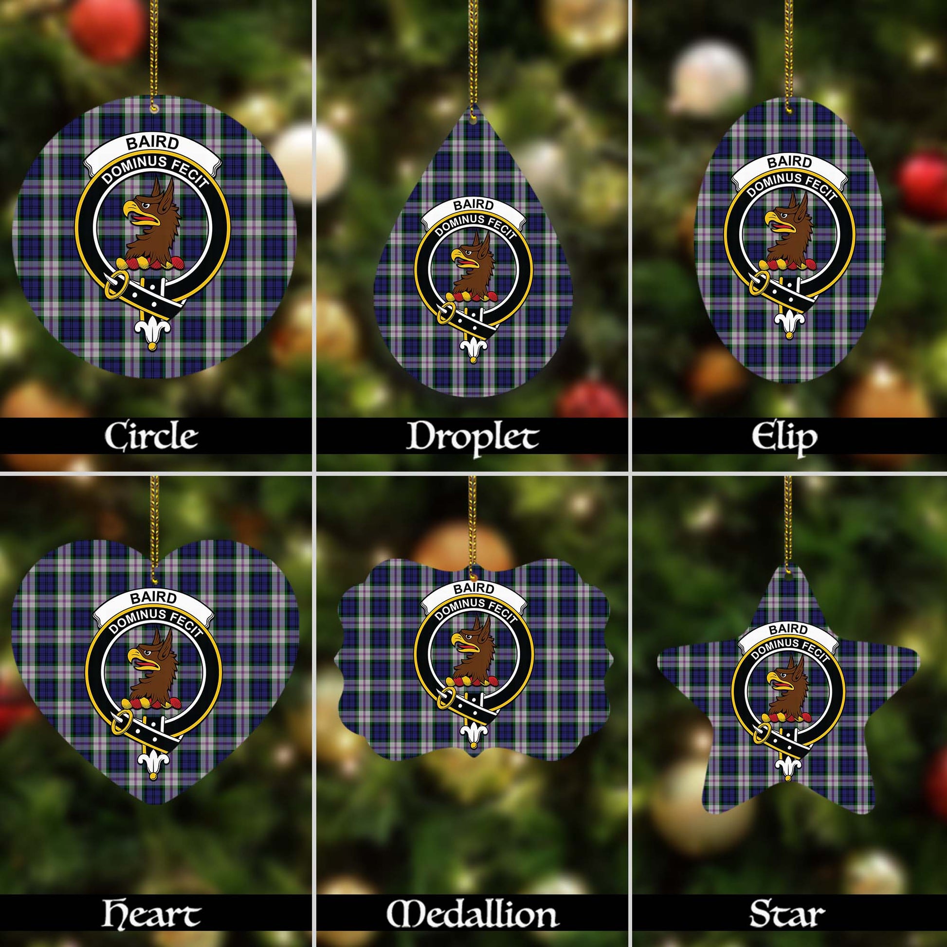 Baird Dress Tartan Christmas Ornaments with Family Crest - Tartanvibesclothing