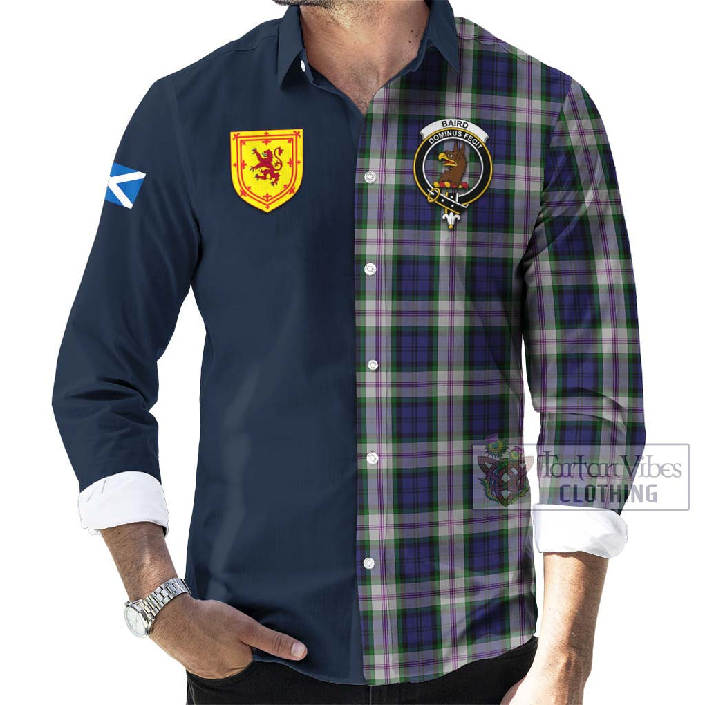 Tartan Vibes Clothing Baird Dress Tartan Long Sleeve Button Shirt with Scottish Lion Royal Arm Half Style