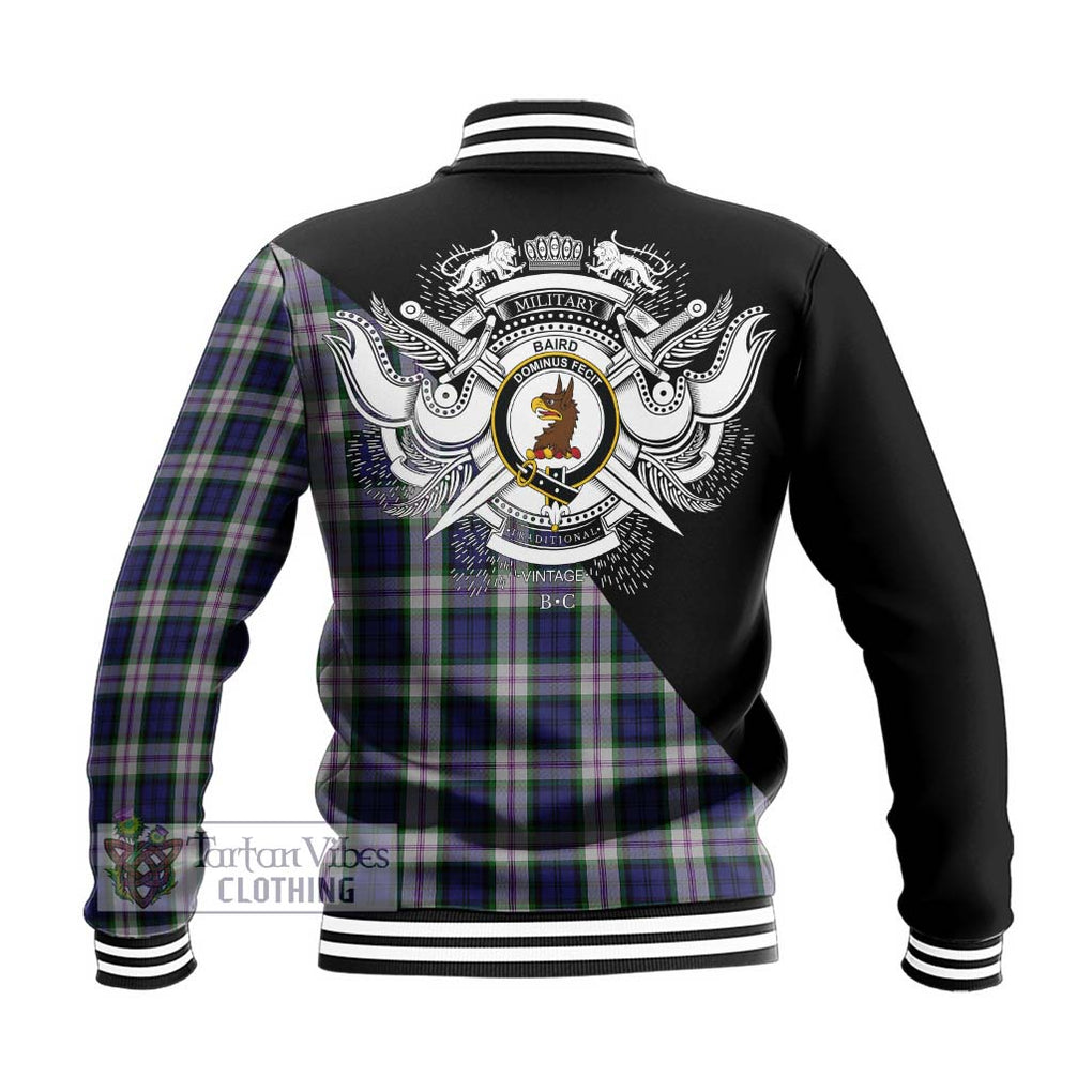 Baird Dress Tartan Baseball Jacket with Family Crest and Military Logo Style - Tartanvibesclothing Shop