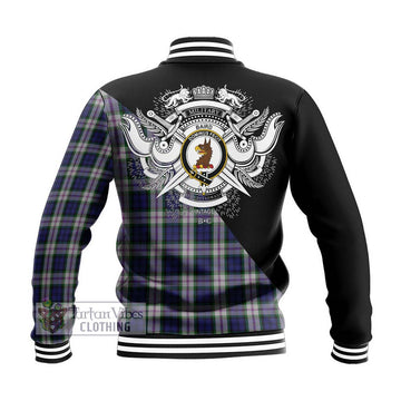 Baird Dress Tartan Baseball Jacket with Family Crest and Military Logo Style