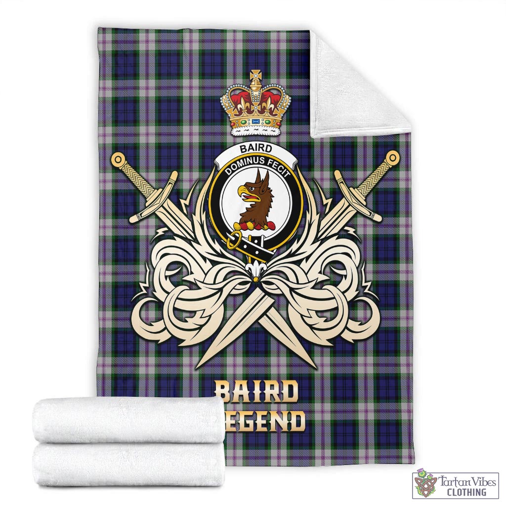 Tartan Vibes Clothing Baird Dress Tartan Blanket with Clan Crest and the Golden Sword of Courageous Legacy