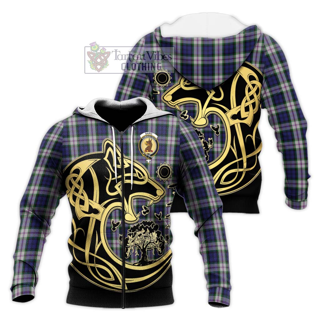 Tartan Vibes Clothing Baird Dress Tartan Knitted Hoodie with Family Crest Celtic Wolf Style