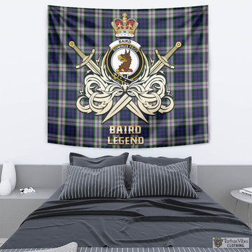 Baird Dress Tartan Tapestry with Clan Crest and the Golden Sword of Courageous Legacy