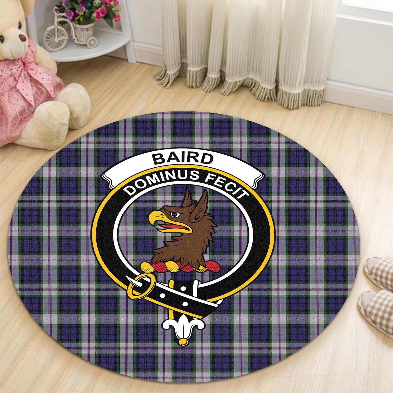 Baird Dress Tartan Round Rug with Family Crest - Tartanvibesclothing