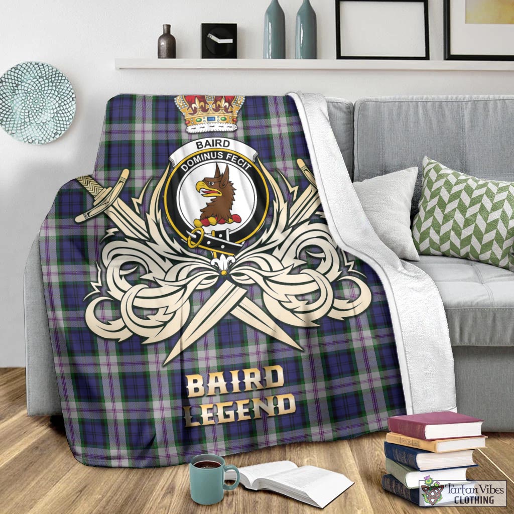 Tartan Vibes Clothing Baird Dress Tartan Blanket with Clan Crest and the Golden Sword of Courageous Legacy