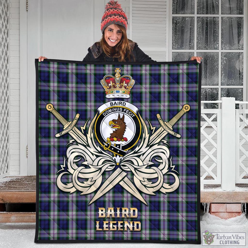 Tartan Vibes Clothing Baird Dress Tartan Quilt with Clan Crest and the Golden Sword of Courageous Legacy