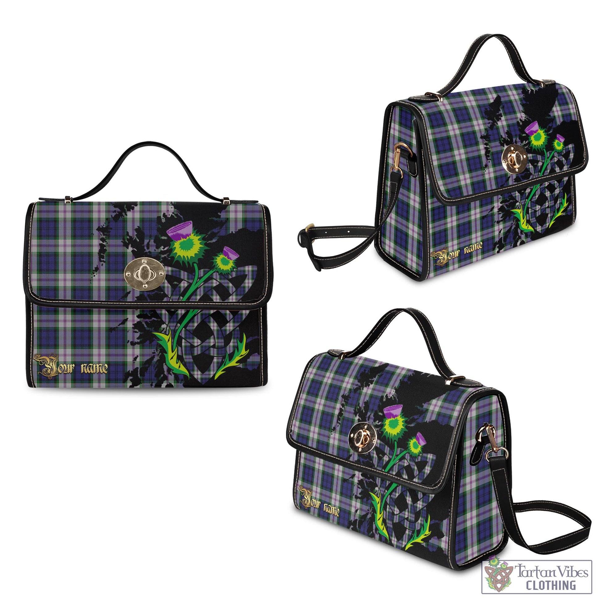 Tartan Vibes Clothing Baird Dress Tartan Waterproof Canvas Bag with Scotland Map and Thistle Celtic Accents