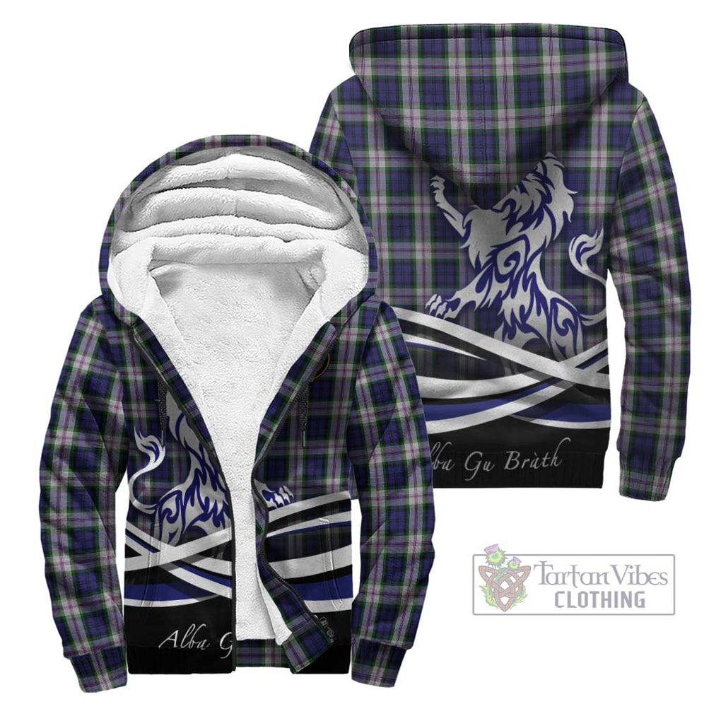 Baird Dress Tartan Sherpa Hoodie with Alba Gu Brath Regal Lion Emblem Unisex - Tartanvibesclothing Shop