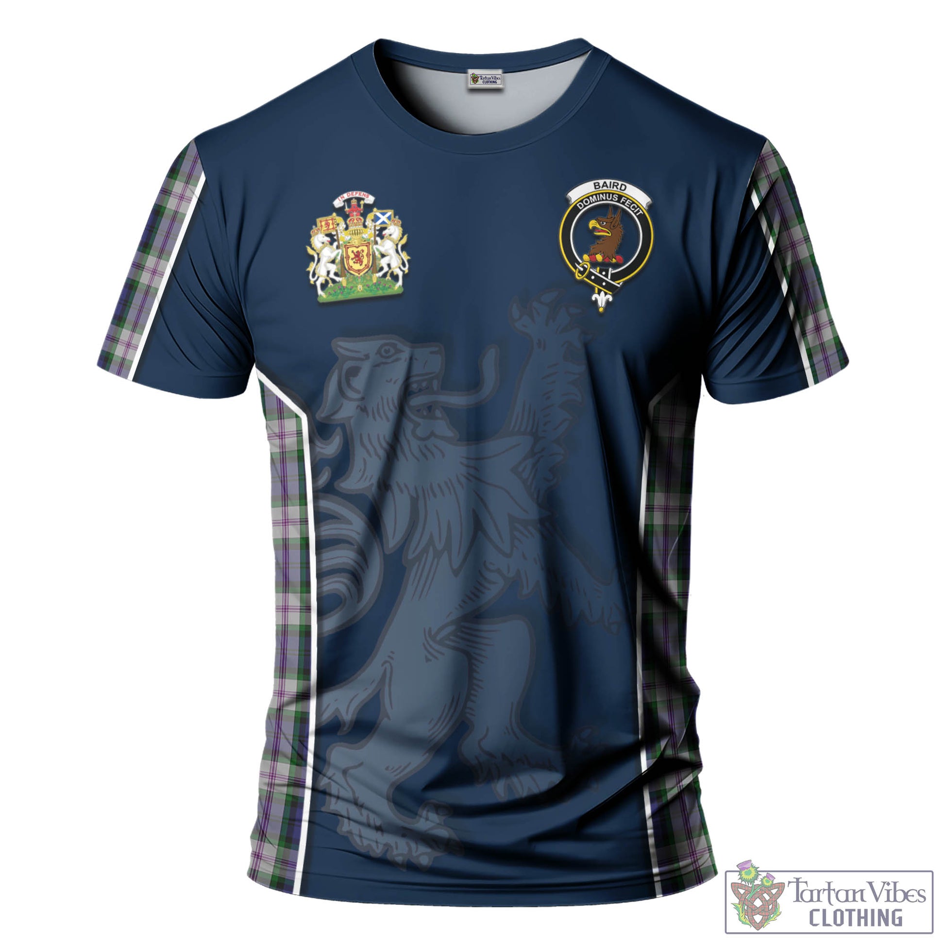 Tartan Vibes Clothing Baird Dress Tartan T-Shirt with Family Crest and Lion Rampant Vibes Sport Style