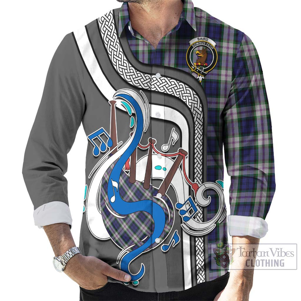 Baird Dress Tartan Long Sleeve Button Shirt with Epic Bagpipe Style - Tartanvibesclothing Shop