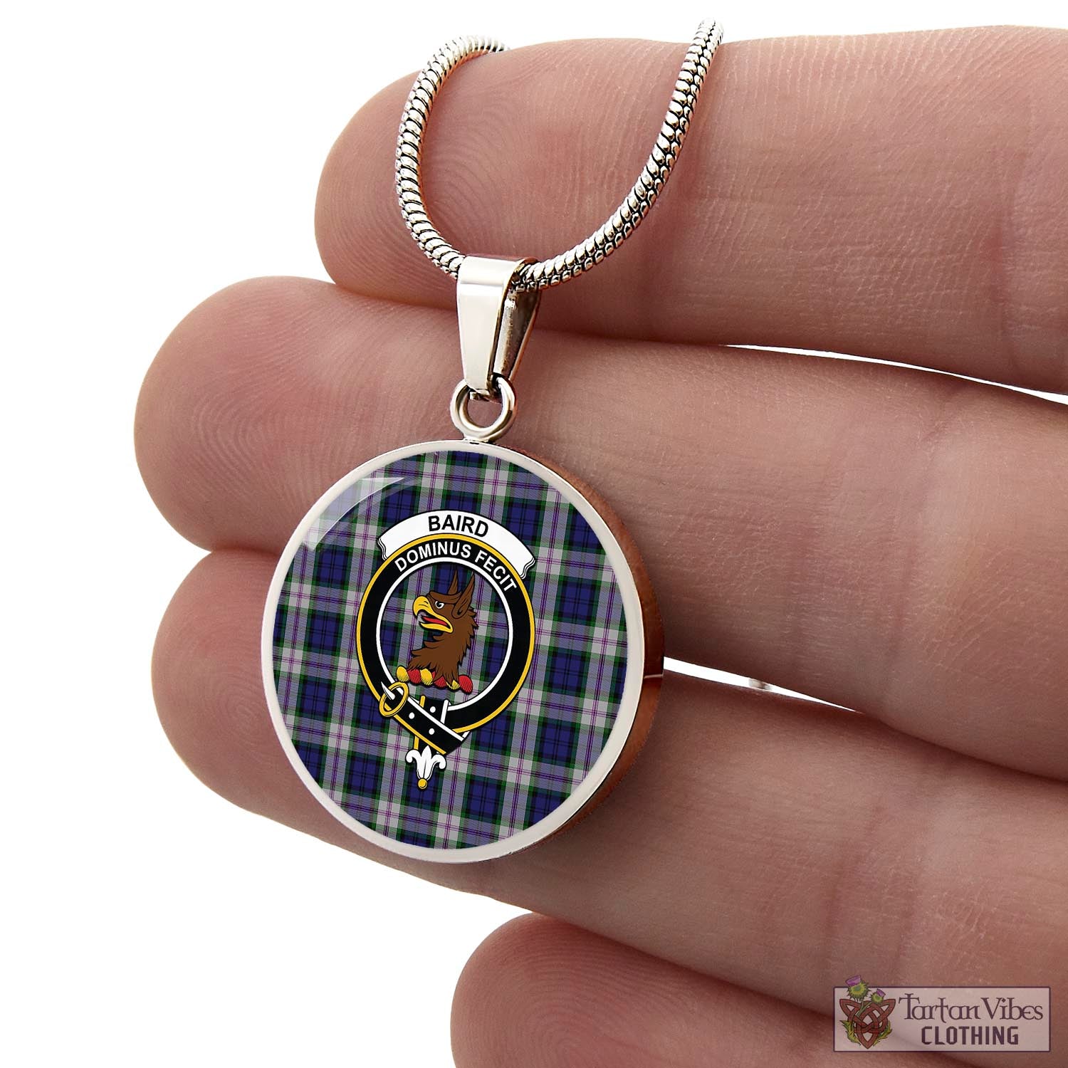 Tartan Vibes Clothing Baird Dress Tartan Circle Necklace with Family Crest