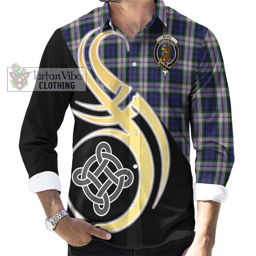 Baird Dress Tartan Long Sleeve Button Shirt with Family Crest and Celtic Symbol Style - Tartan Vibes Clothing