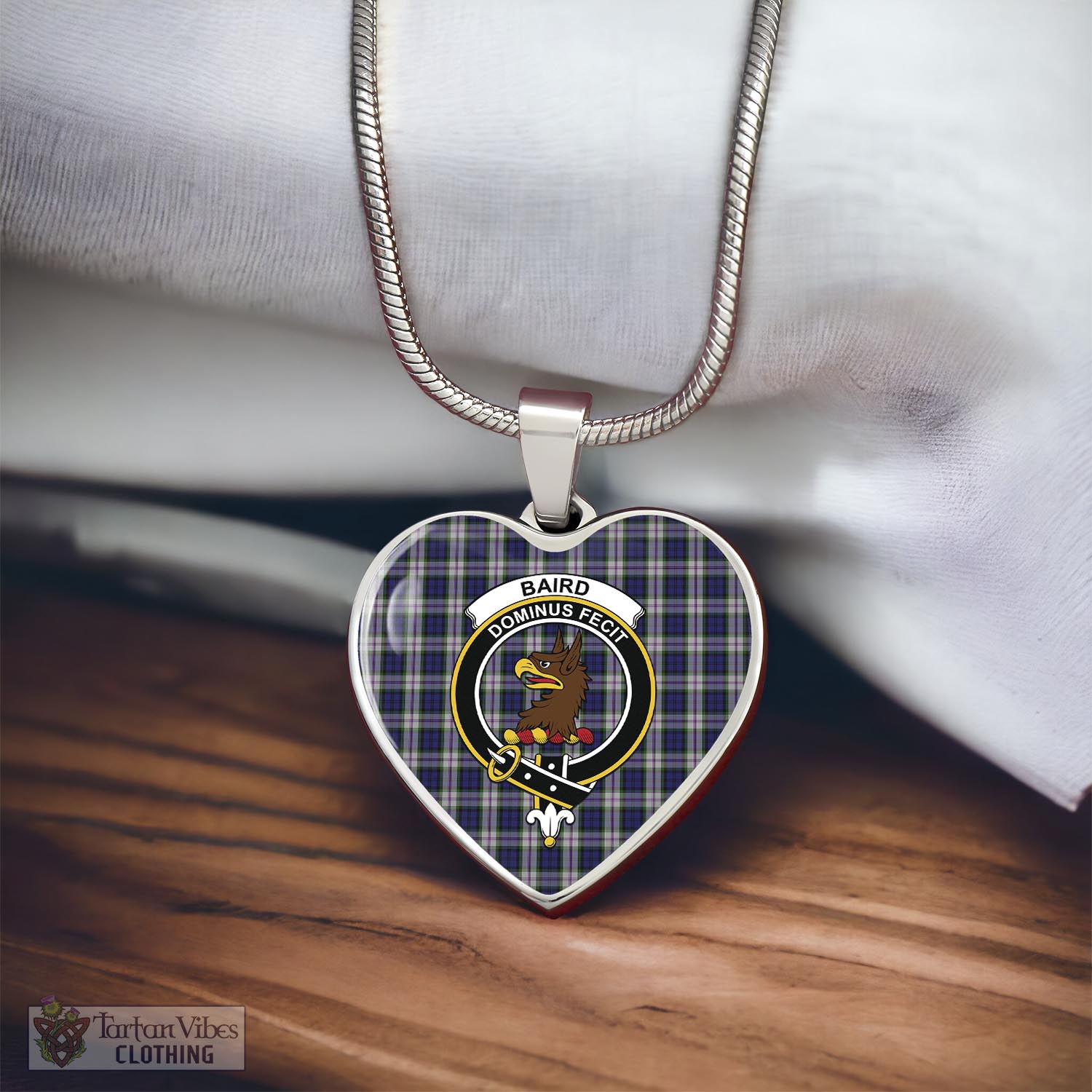 Tartan Vibes Clothing Baird Dress Tartan Heart Necklace with Family Crest