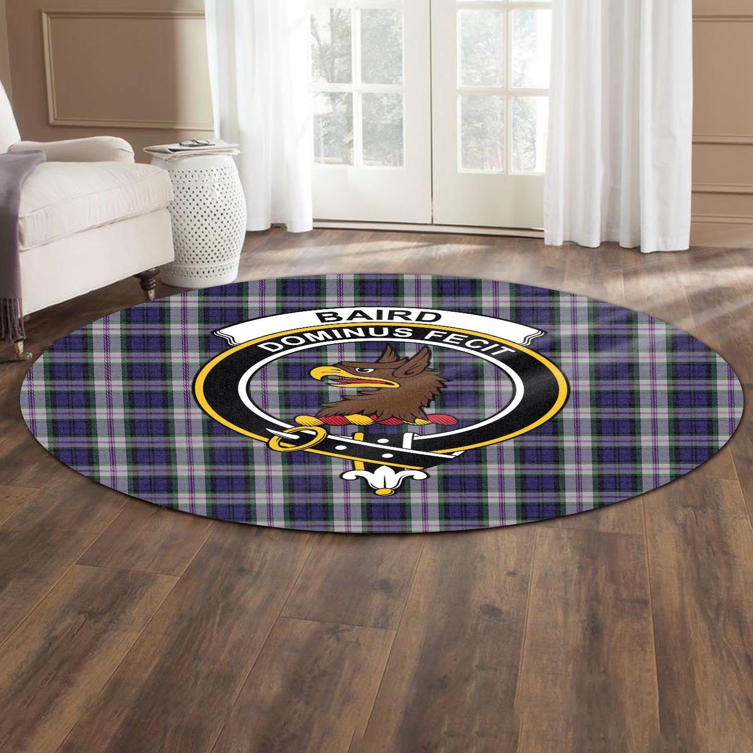 Baird Dress Tartan Round Rug with Family Crest - Tartanvibesclothing