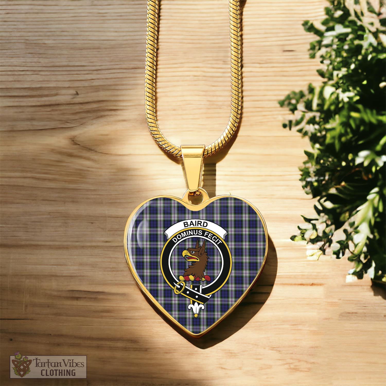 Tartan Vibes Clothing Baird Dress Tartan Heart Necklace with Family Crest