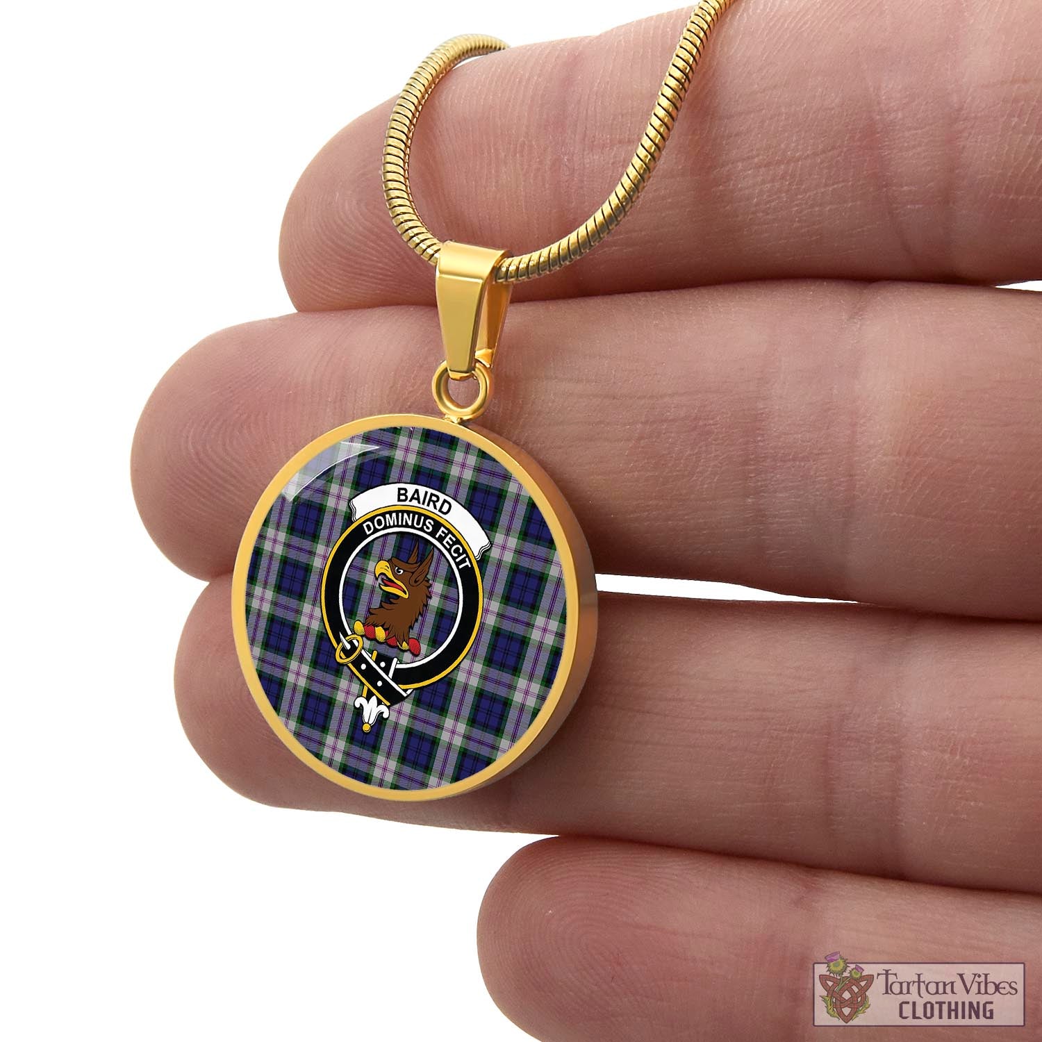 Tartan Vibes Clothing Baird Dress Tartan Circle Necklace with Family Crest