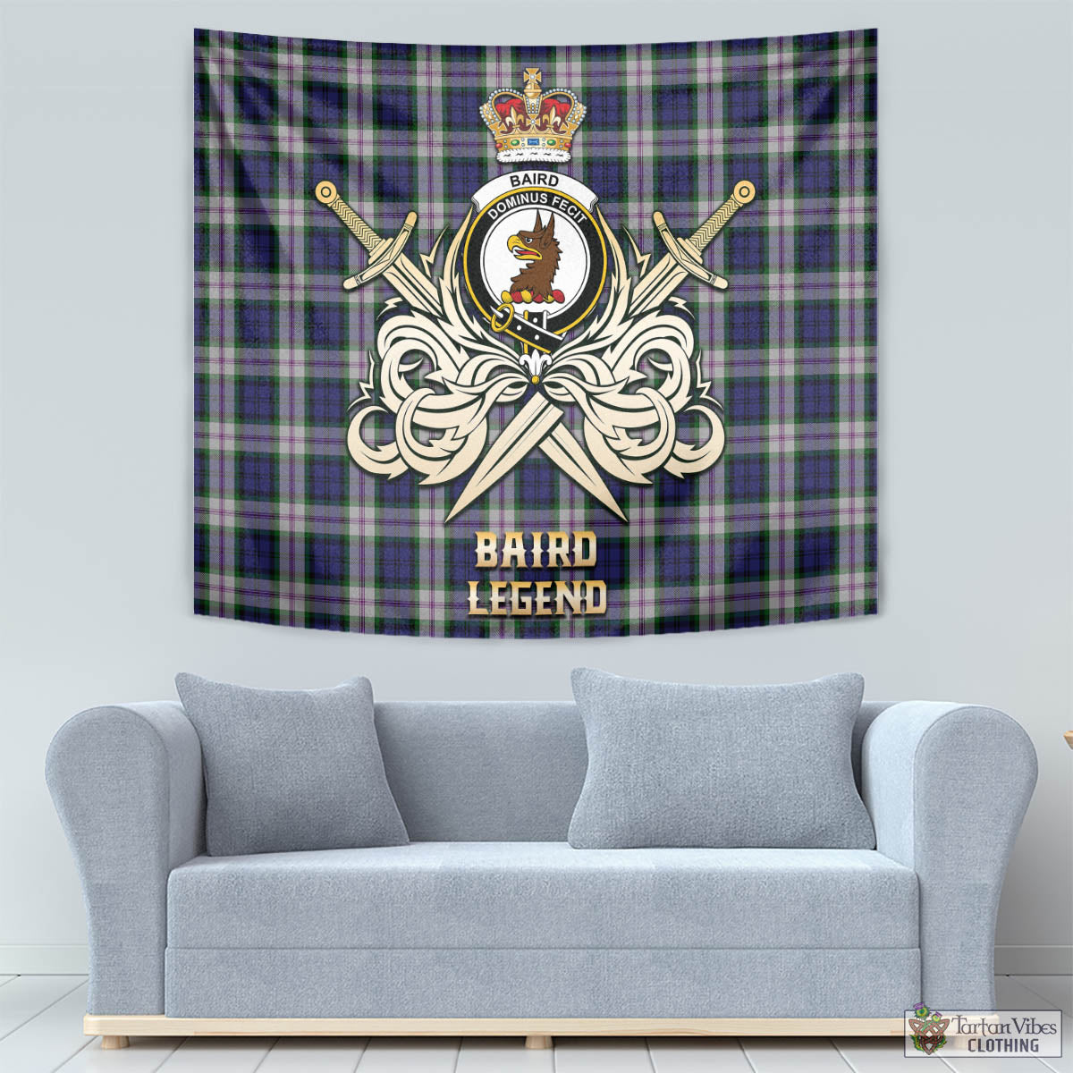 Tartan Vibes Clothing Baird Dress Tartan Tapestry with Clan Crest and the Golden Sword of Courageous Legacy