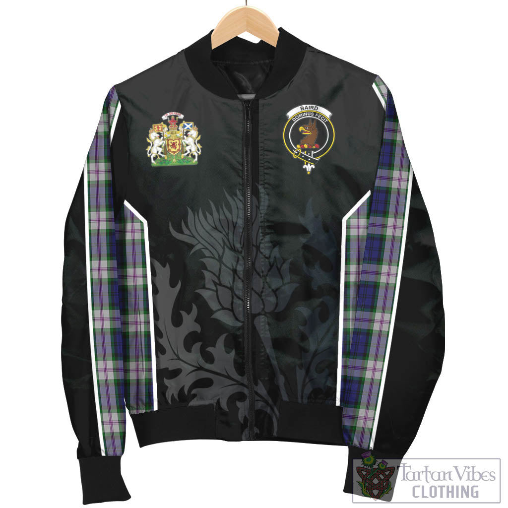 Tartan Vibes Clothing Baird Dress Tartan Bomber Jacket with Family Crest and Scottish Thistle Vibes Sport Style