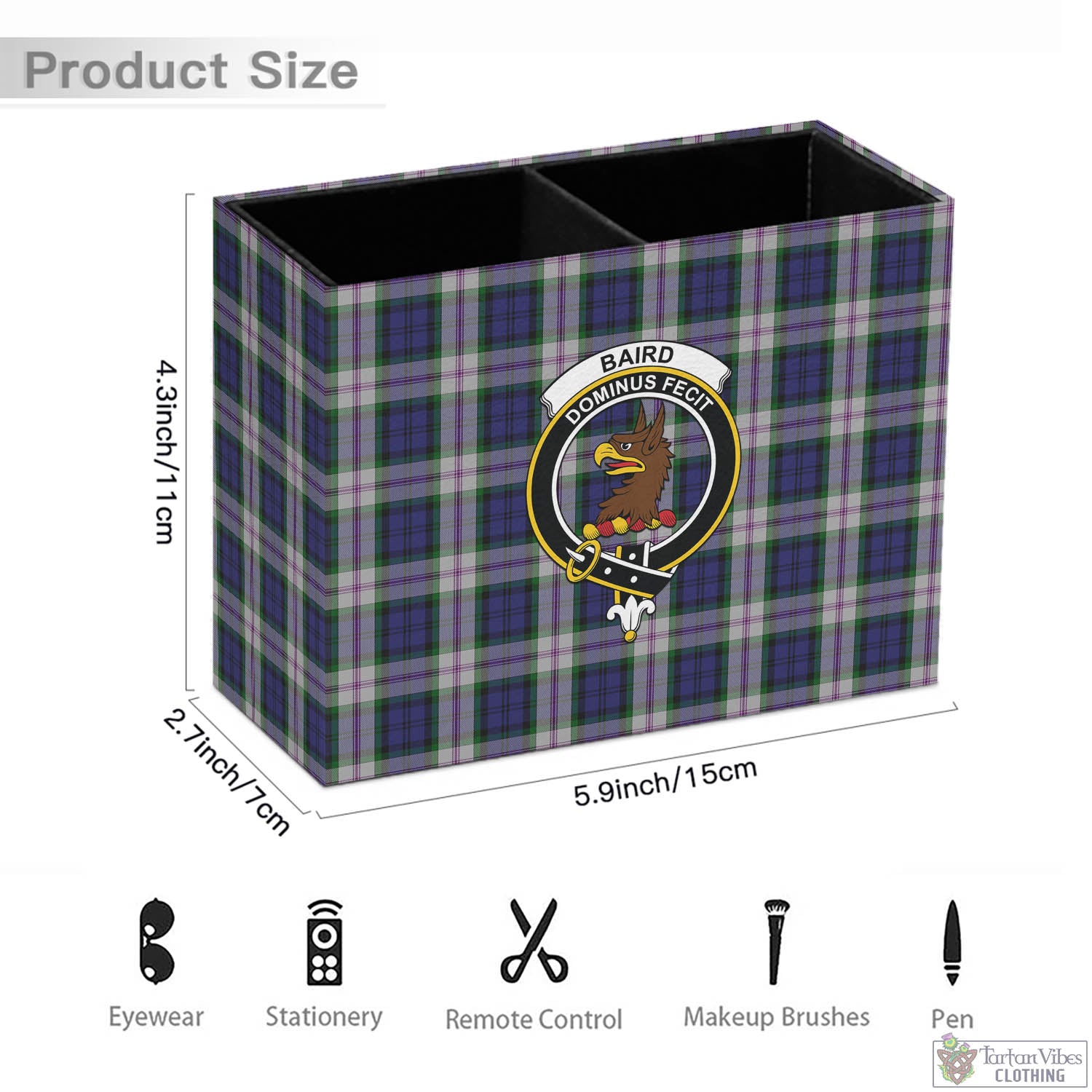 Tartan Vibes Clothing Baird Dress Tartan Pen Holder with Family Crest