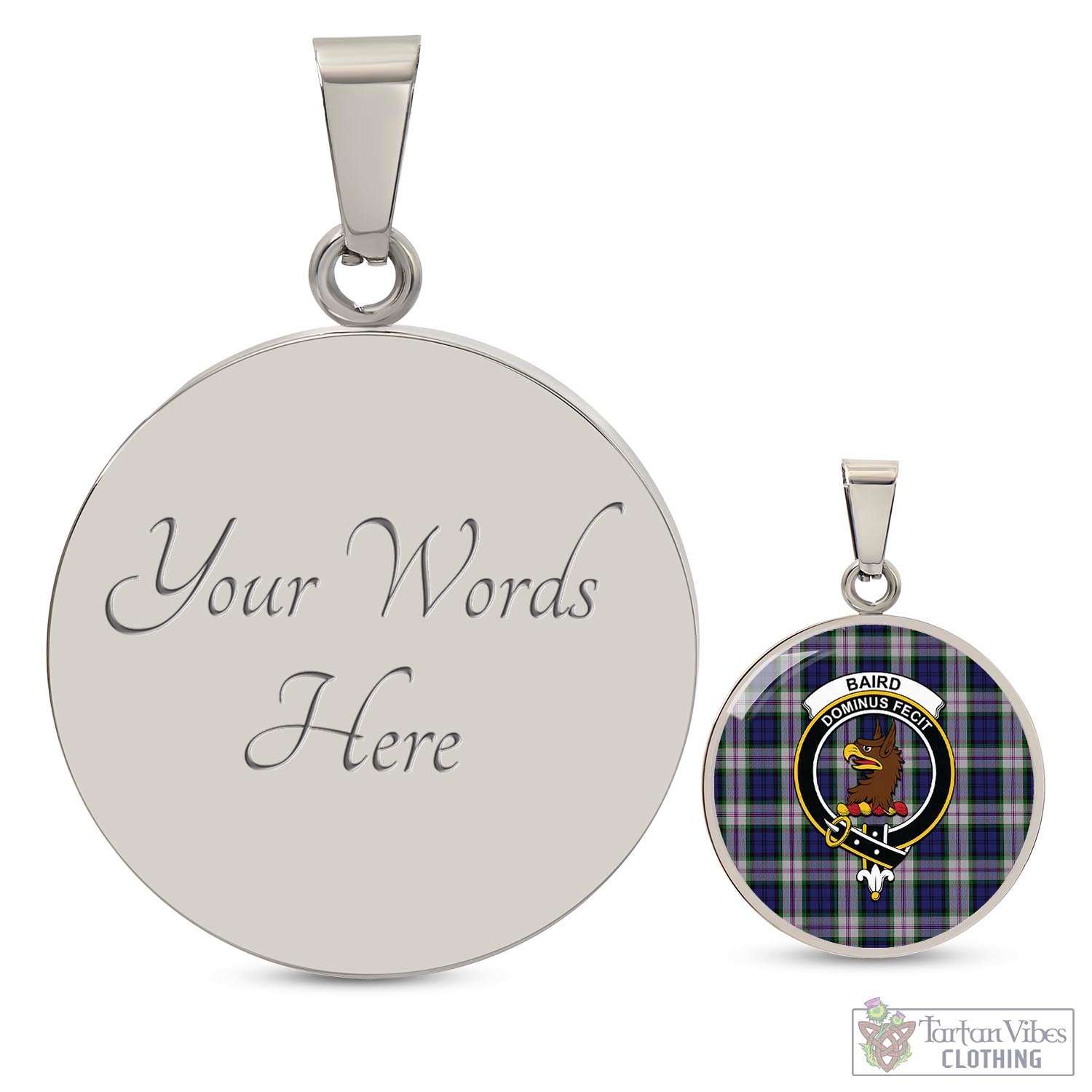 Tartan Vibes Clothing Baird Dress Tartan Circle Necklace with Family Crest