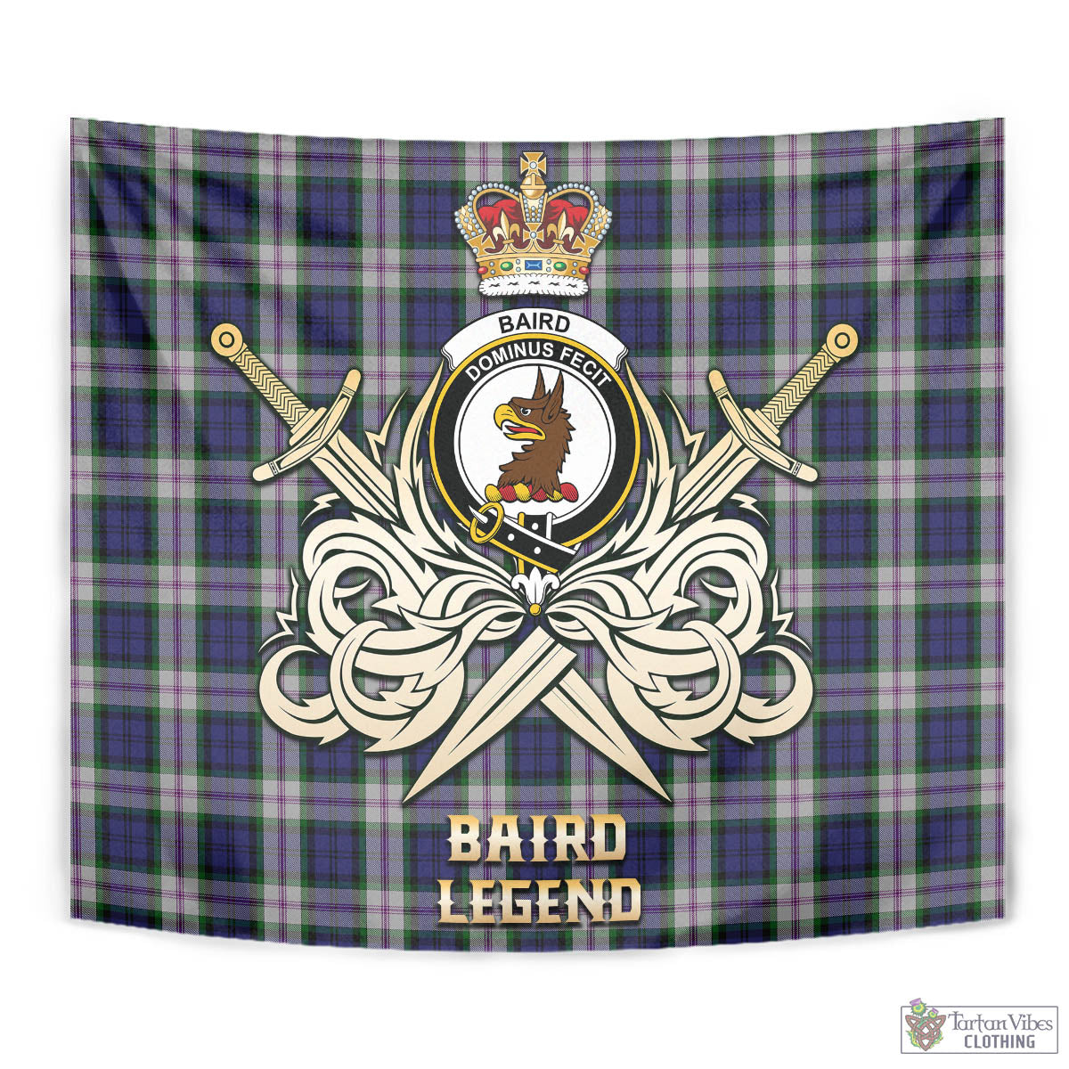 Tartan Vibes Clothing Baird Dress Tartan Tapestry with Clan Crest and the Golden Sword of Courageous Legacy