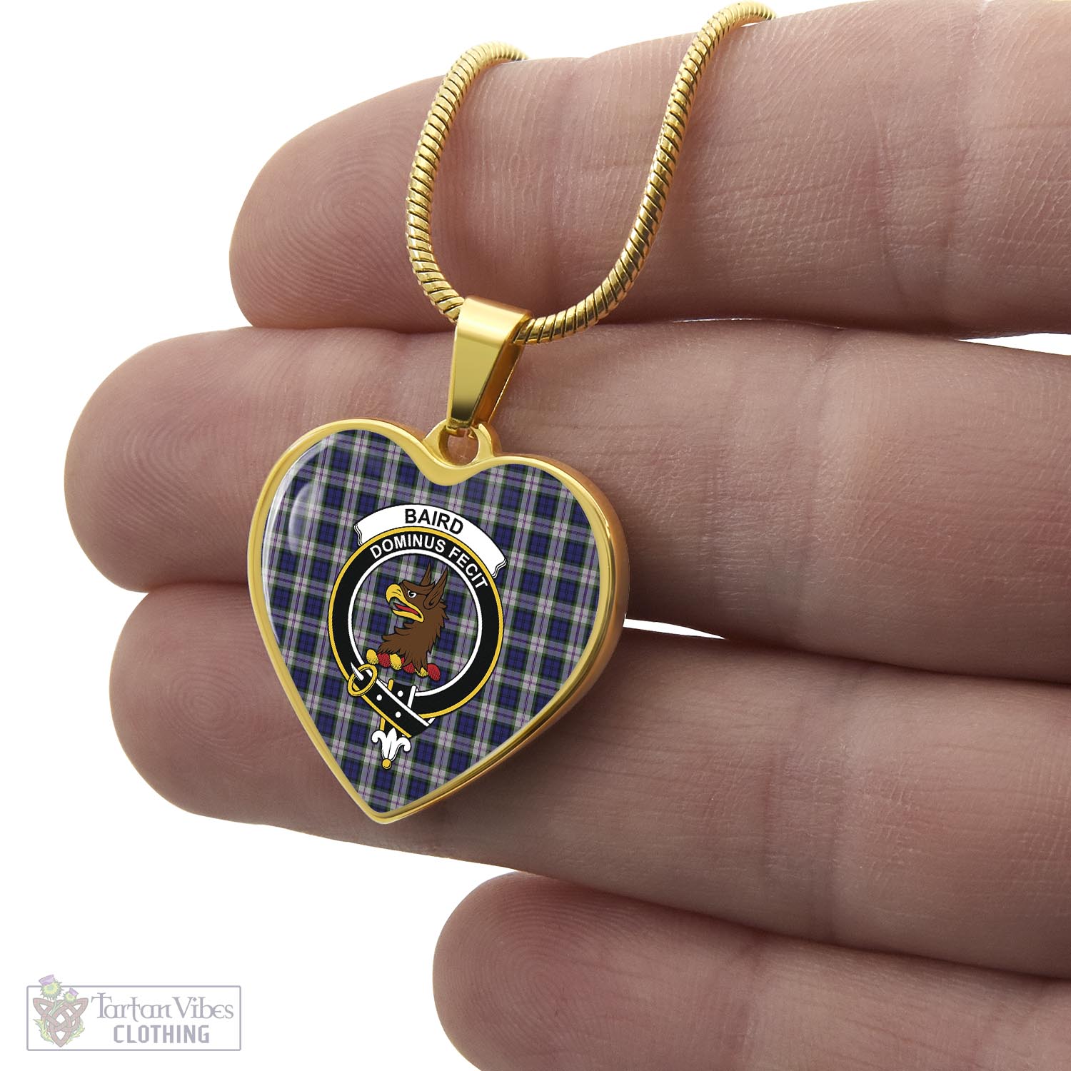 Tartan Vibes Clothing Baird Dress Tartan Heart Necklace with Family Crest