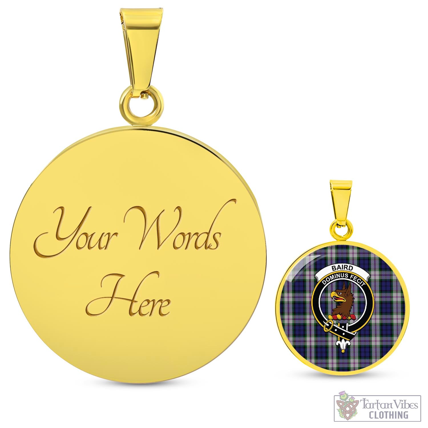 Tartan Vibes Clothing Baird Dress Tartan Circle Necklace with Family Crest