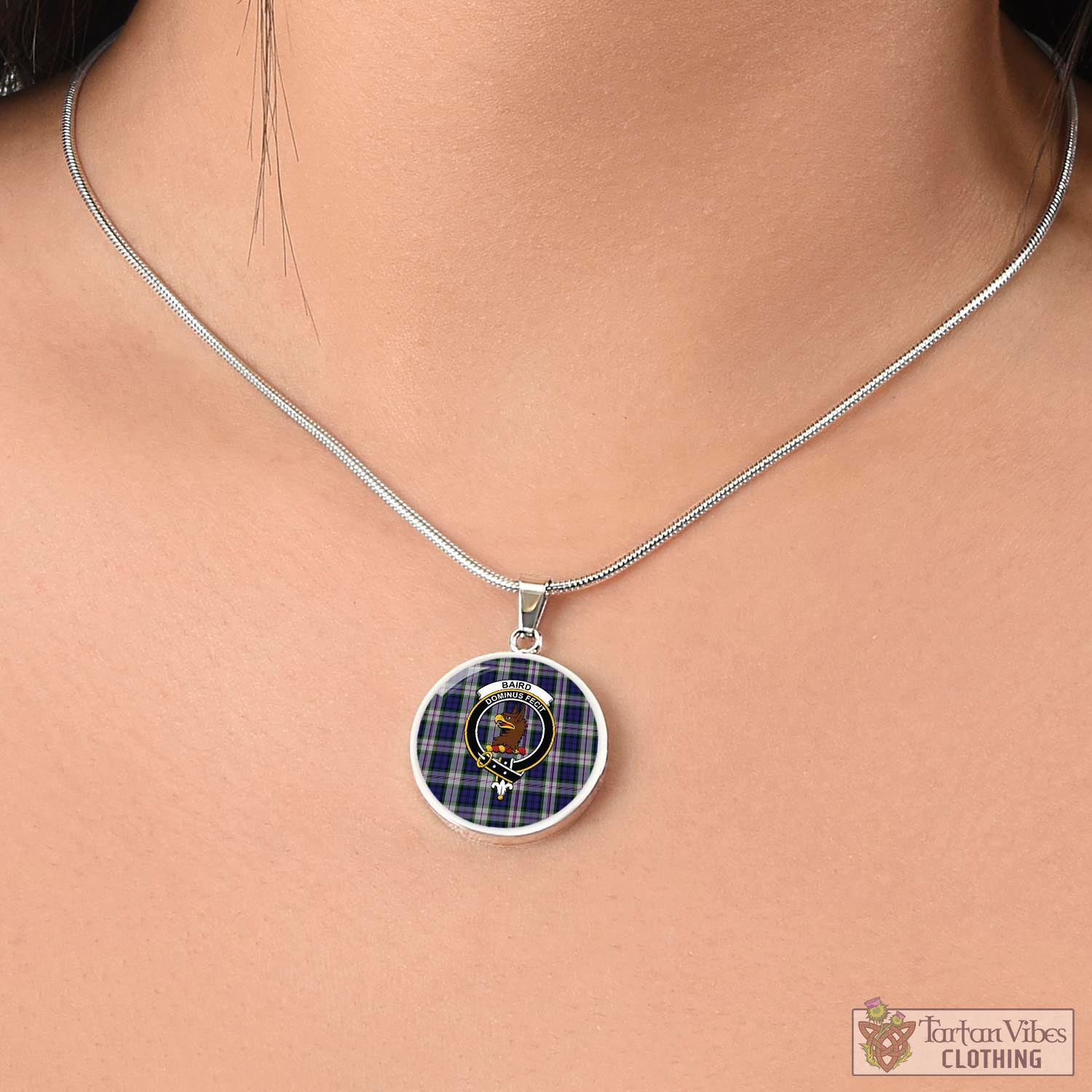 Tartan Vibes Clothing Baird Dress Tartan Circle Necklace with Family Crest