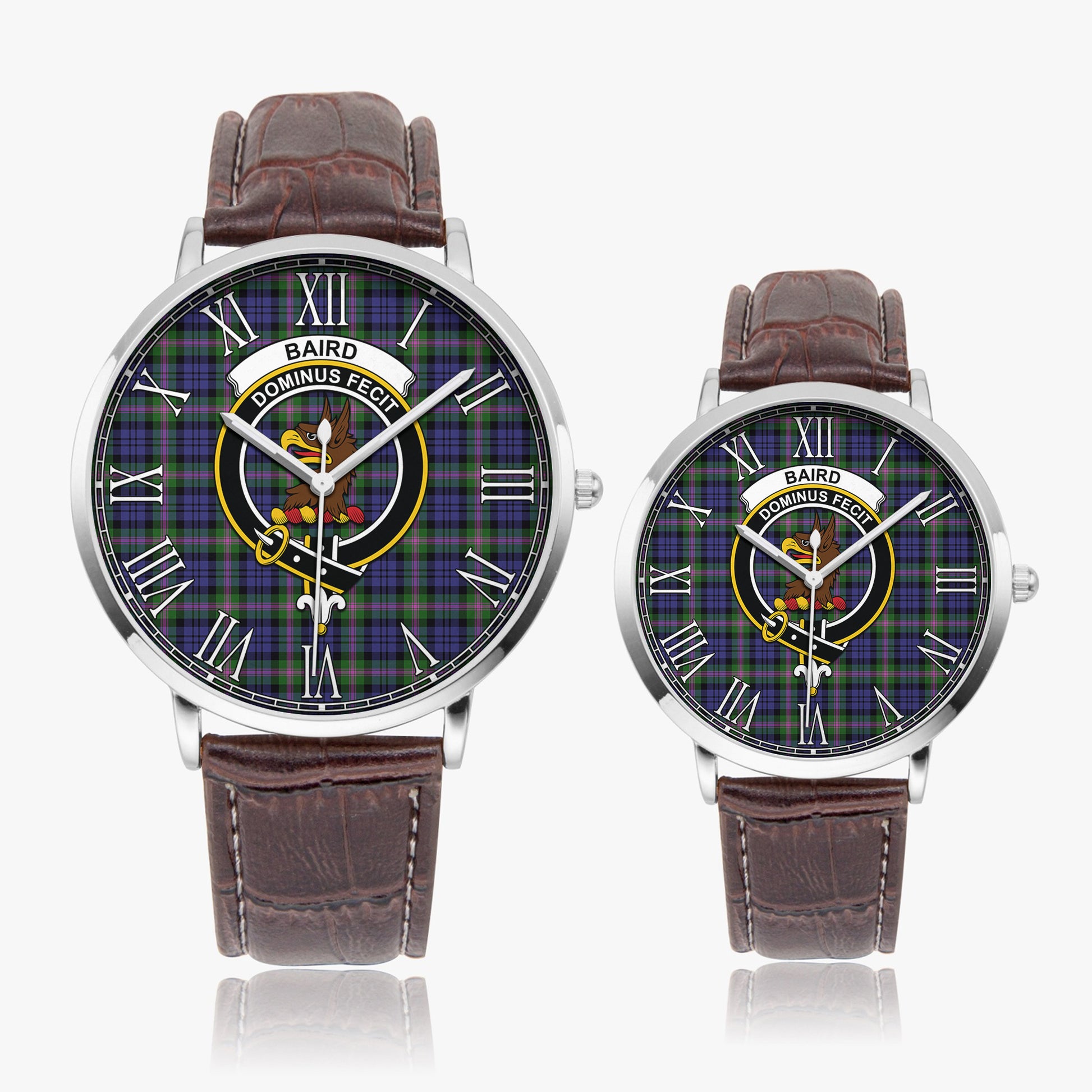 Baird Modern Tartan Family Crest Leather Strap Quartz Watch - Tartanvibesclothing