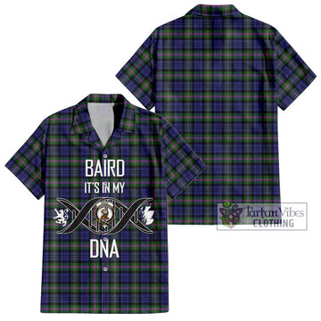 Baird Modern Tartan Short Sleeve Button Shirt with Family Crest DNA In Me Style