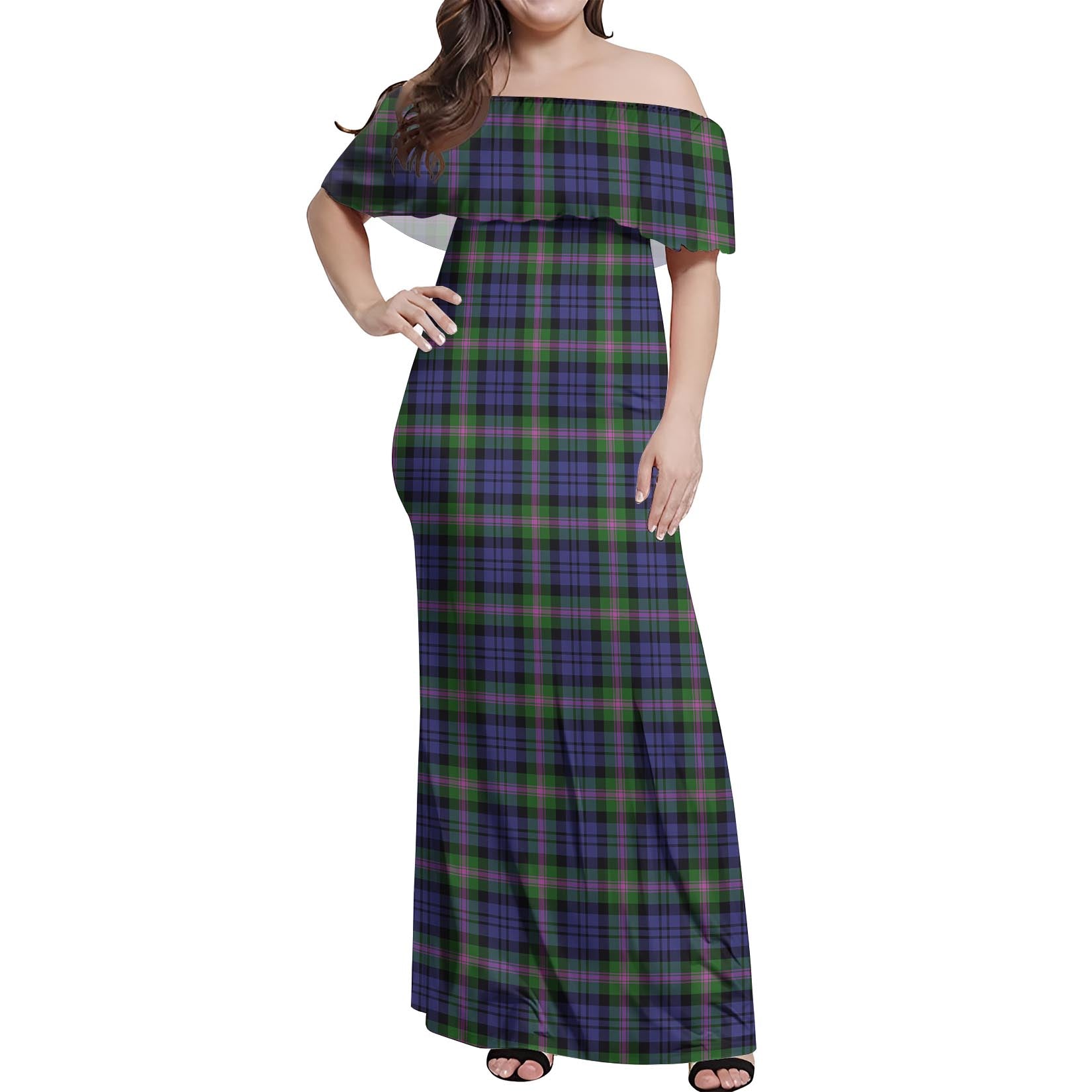 Baird Modern Tartan Off Shoulder Long Dress Women's Dress - Tartanvibesclothing