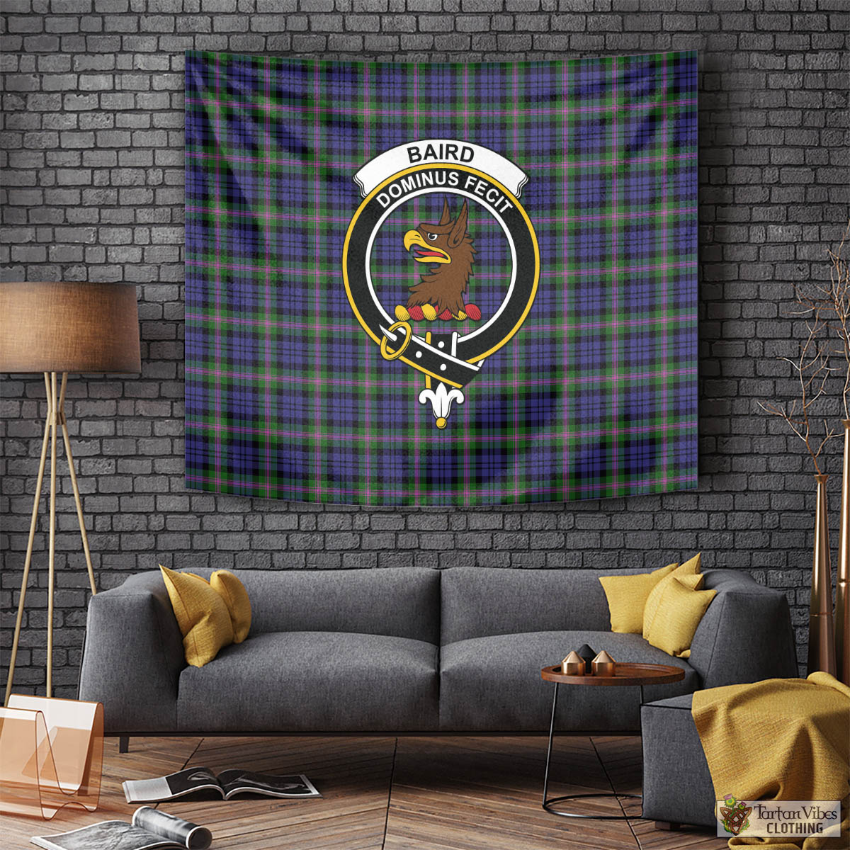 Tartan Vibes Clothing Baird Modern Tartan Tapestry Wall Hanging and Home Decor for Room with Family Crest