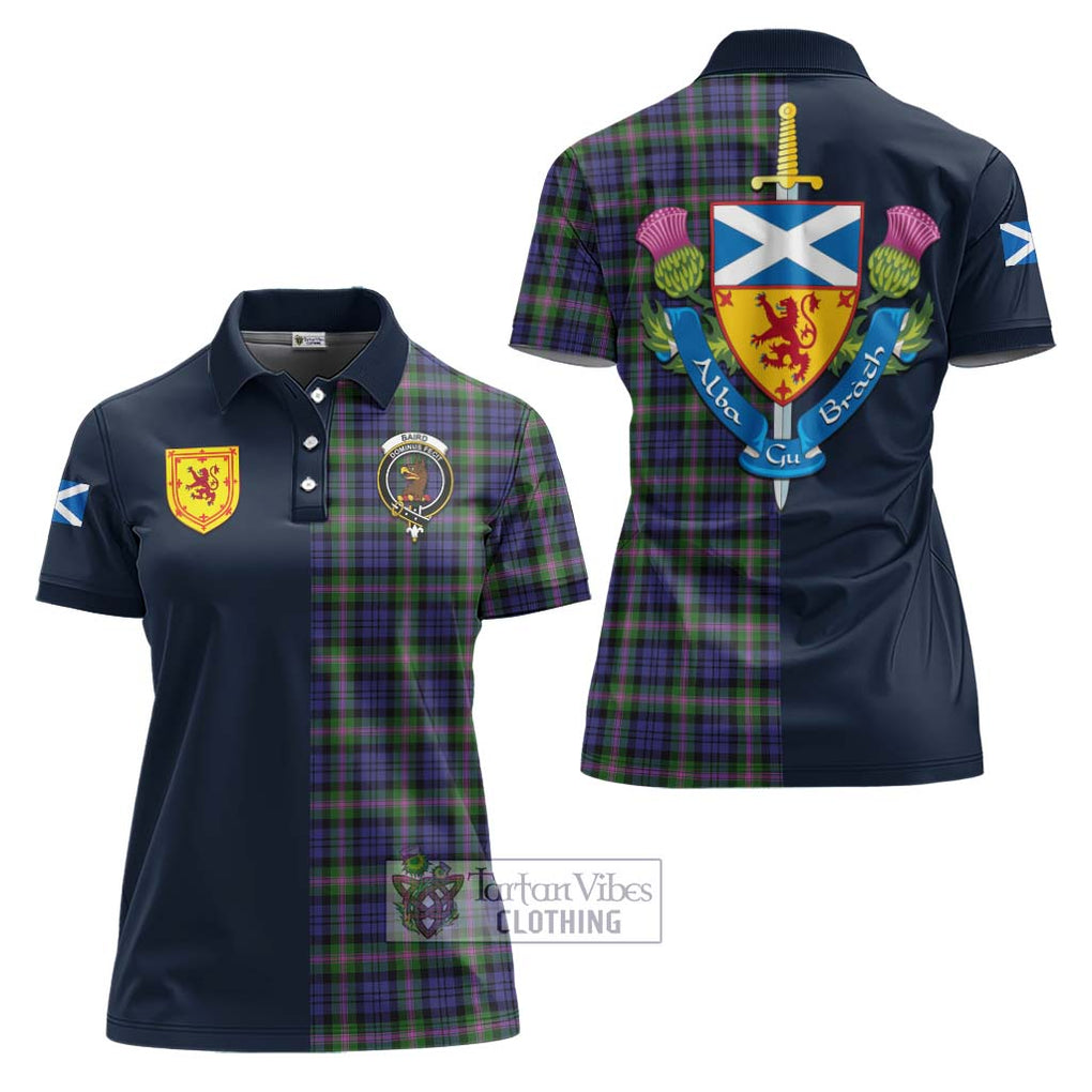 Tartan Vibes Clothing Baird Modern Tartan Women's Polo Shirt with Scottish Lion Royal Arm Half Style