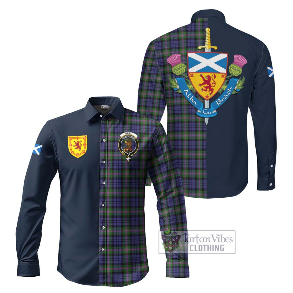 Tartan Vibes Clothing Baird Modern Tartan Long Sleeve Button Shirt with Scottish Lion Royal Arm Half Style