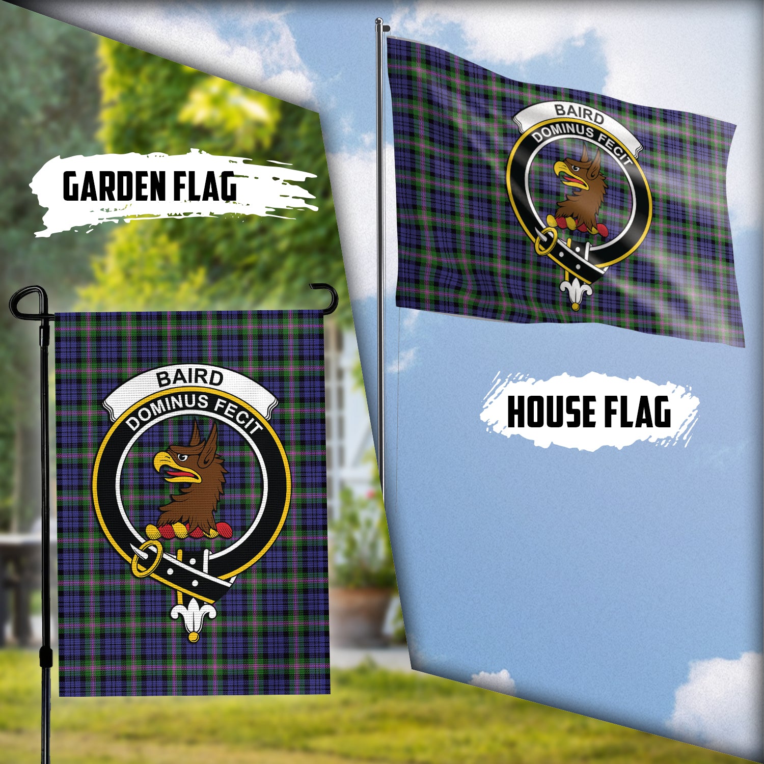 Baird Modern Tartan Flag with Family Crest Garden Flag (Vertical) - Tartanvibesclothing