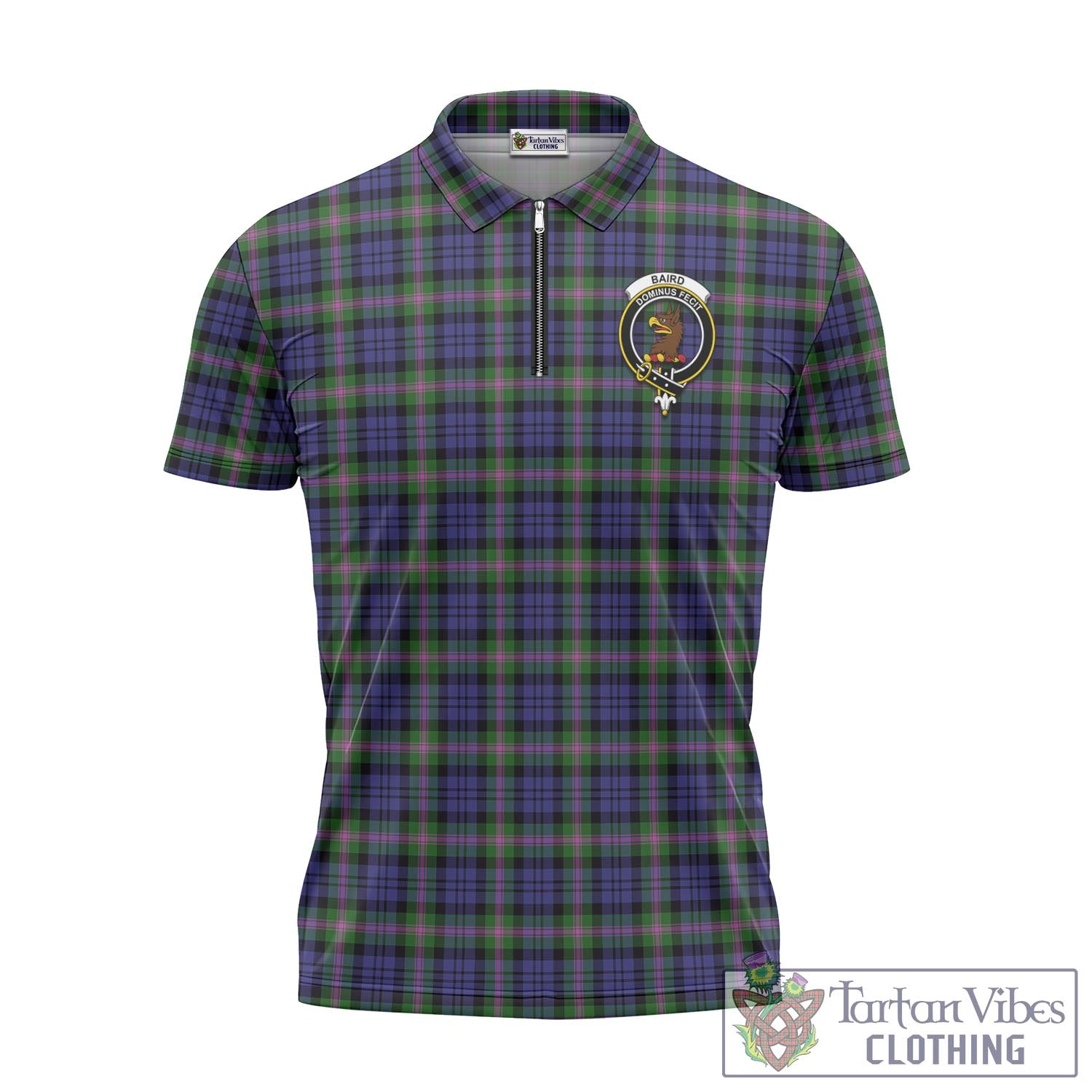 Tartan Vibes Clothing Baird Modern Tartan Zipper Polo Shirt with Family Crest