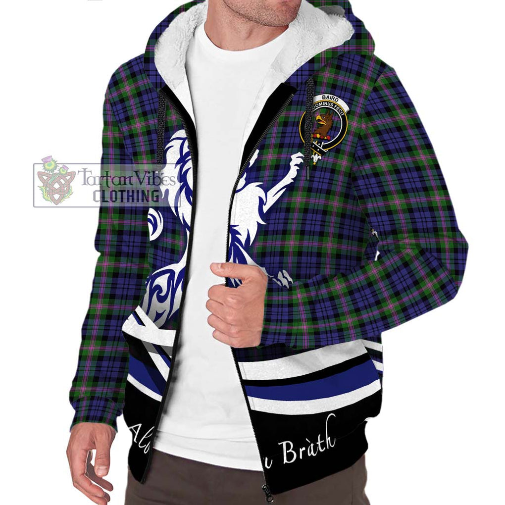 Baird Modern Tartan Sherpa Hoodie with Alba Gu Brath Regal Lion Emblem Unisex S - Tartanvibesclothing Shop