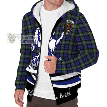 Baird Modern Tartan Sherpa Hoodie with Alba Gu Brath Regal Lion Emblem