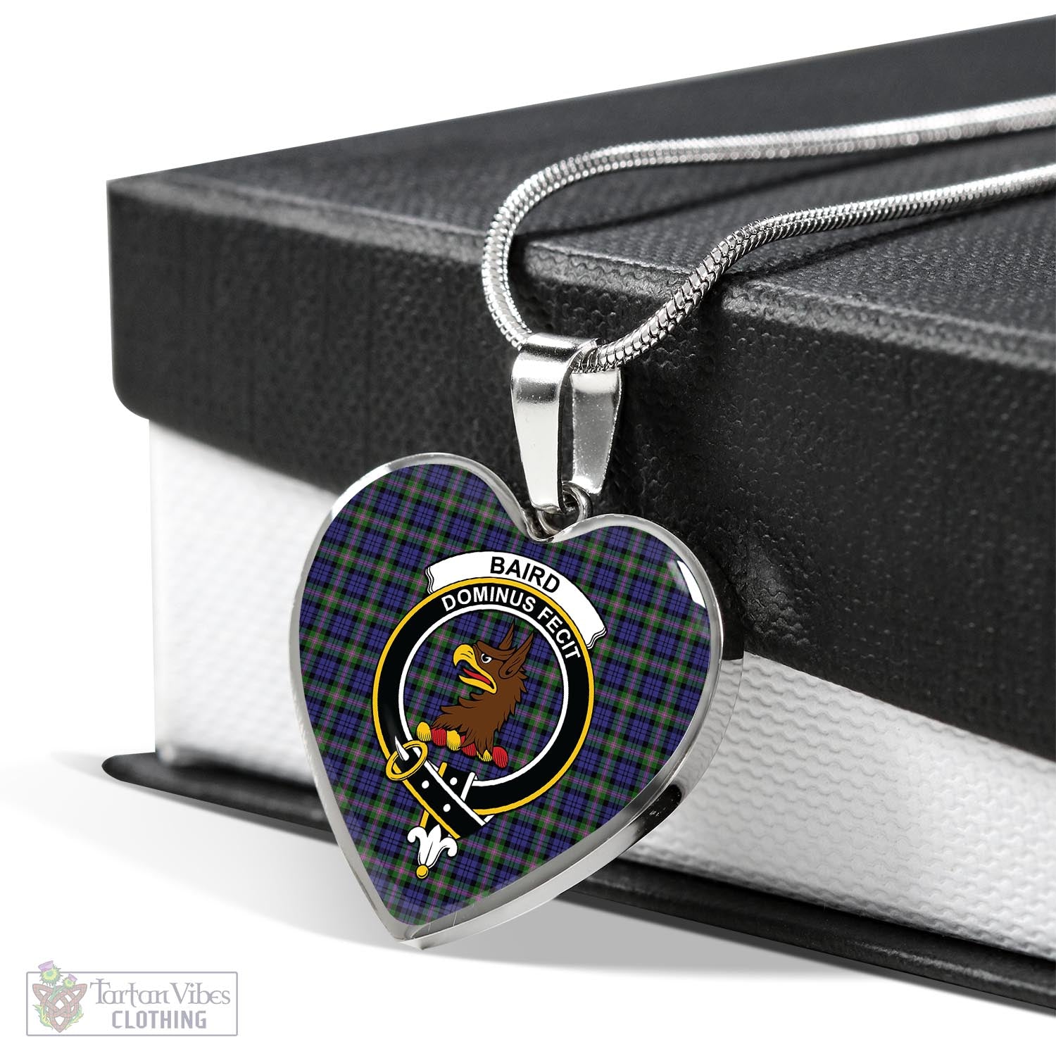 Tartan Vibes Clothing Baird Modern Tartan Heart Necklace with Family Crest