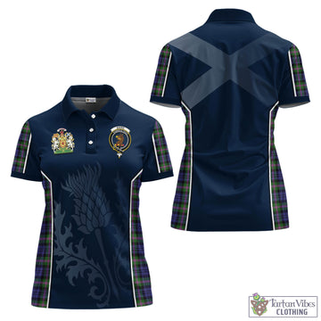 Baird Modern Tartan Women's Polo Shirt with Family Crest and Scottish Thistle Vibes Sport Style