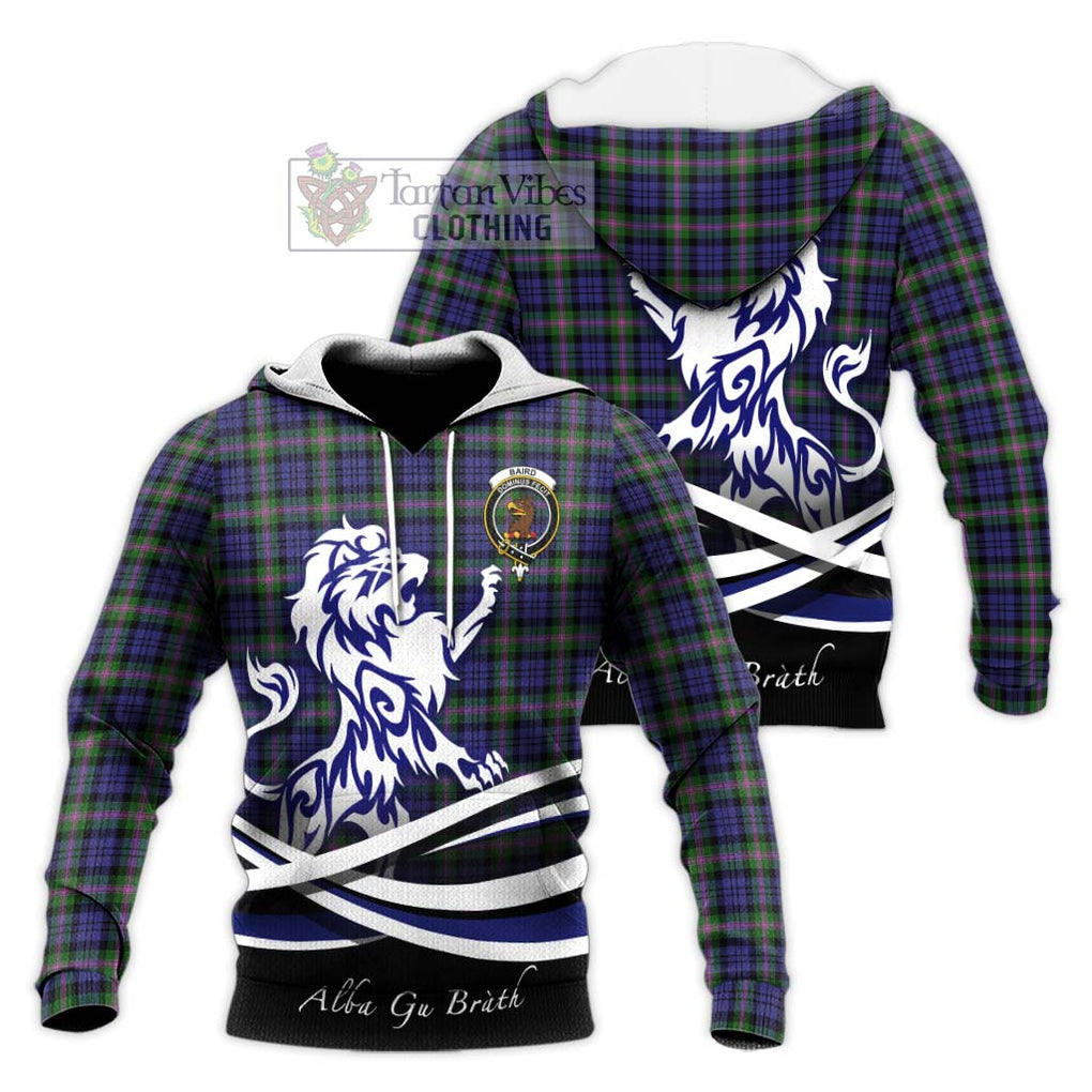 Baird Modern Tartan Knitted Hoodie with Alba Gu Brath Regal Lion Emblem Unisex Knitted Pullover Hoodie - Tartanvibesclothing Shop