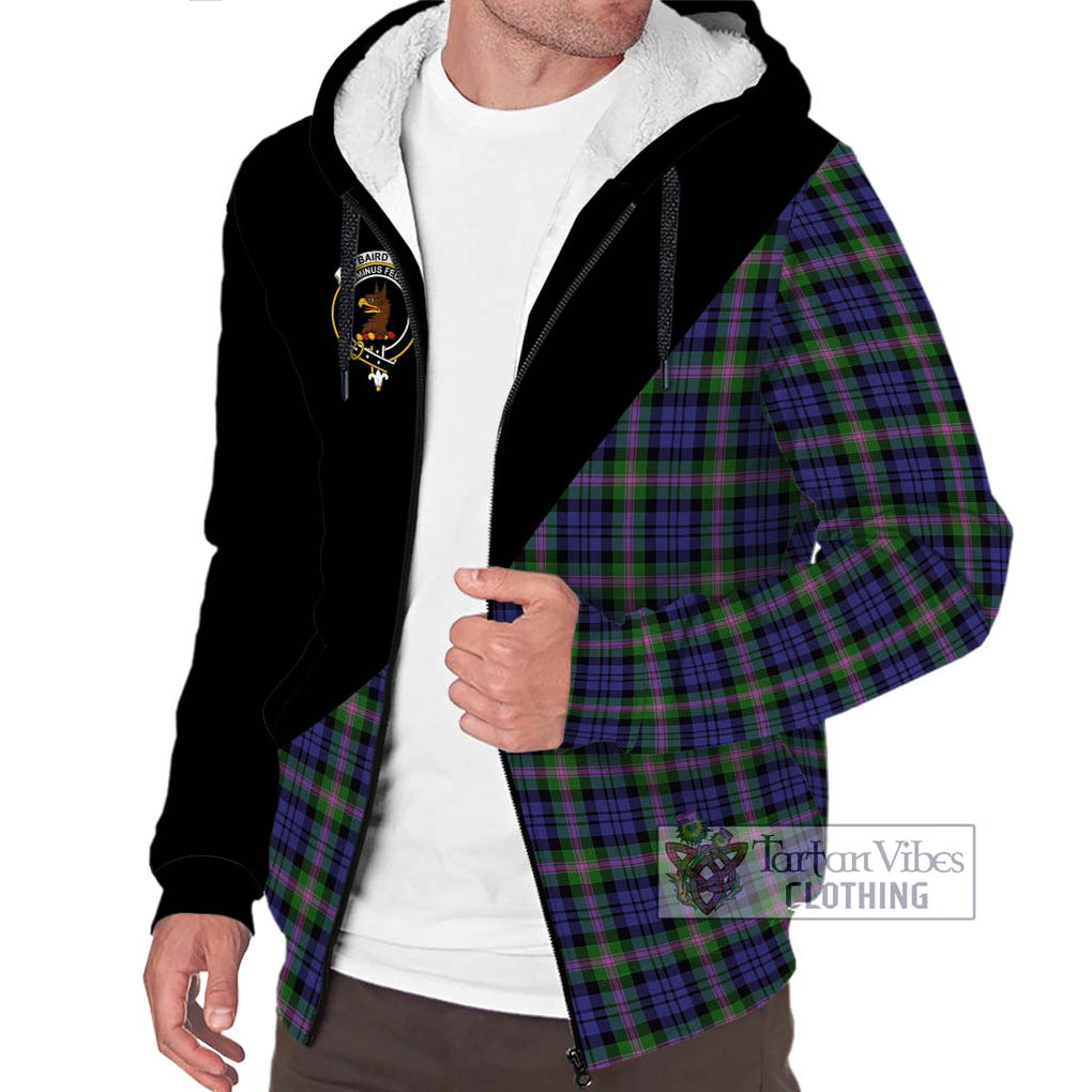 Baird Modern Tartan Sherpa Hoodie with Family Crest and Military Logo Style Unisex S - Tartanvibesclothing Shop