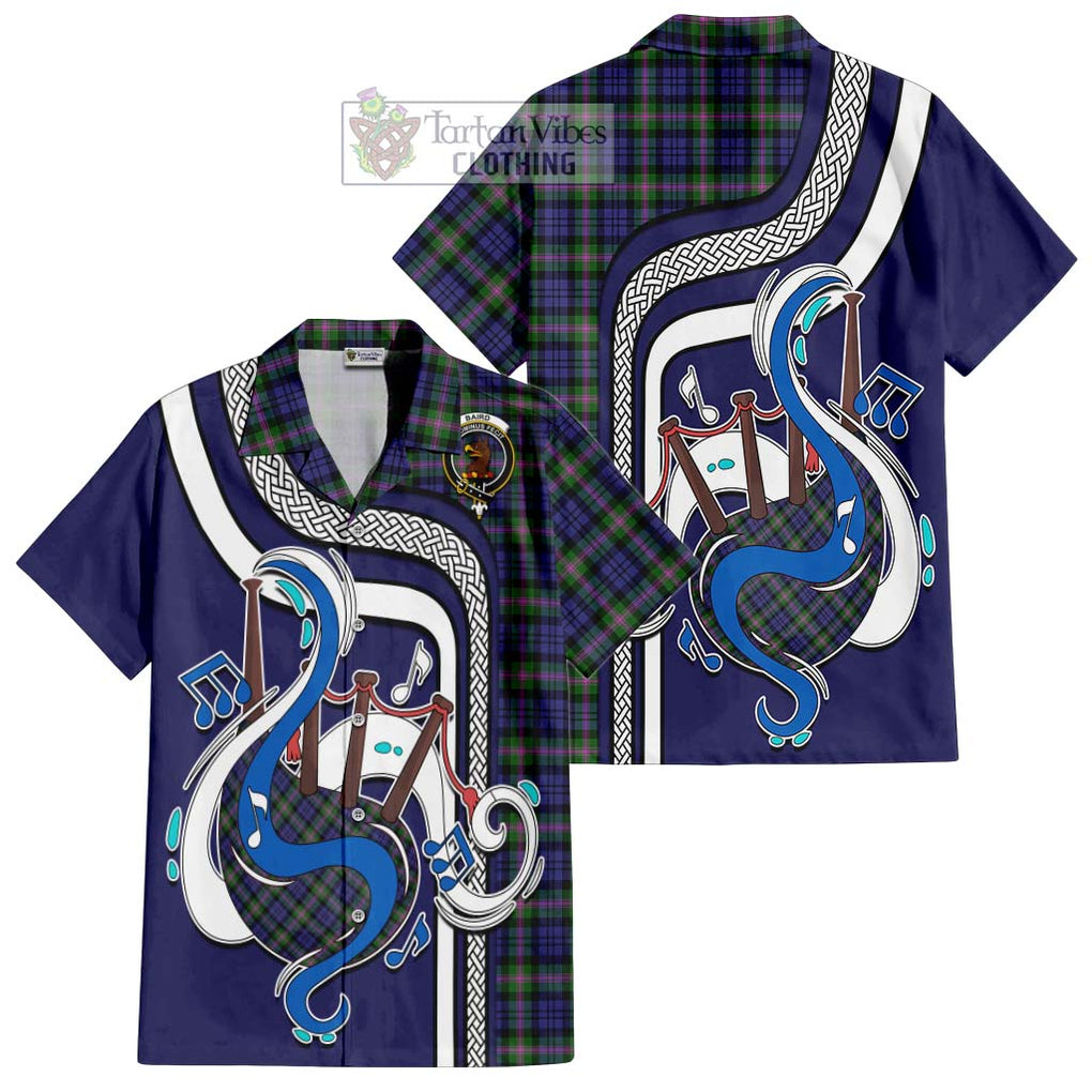 Baird Modern Tartan Short Sleeve Button Shirt with Epic Bagpipe Style Kid - Tartanvibesclothing Shop