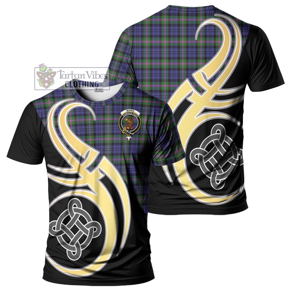 Tartan Vibes Clothing Baird Modern Tartan T-Shirt with Family Crest and Celtic Symbol Style