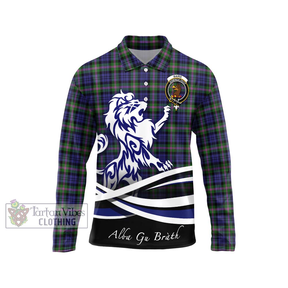 Baird Modern Tartan Long Sleeve Polo Shirt with Alba Gu Brath Regal Lion Emblem Unisex - Tartanvibesclothing Shop