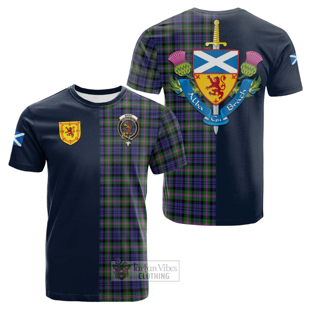 Tartan Vibes Clothing Baird Modern Tartan Cotton T-shirt with Scottish Lion Royal Arm Half Style