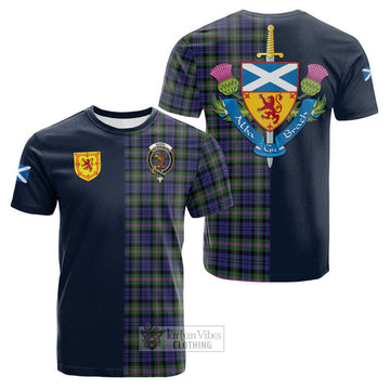 Baird Modern Tartan Cotton T-shirt Alba with Scottish Lion Royal Arm Half Style